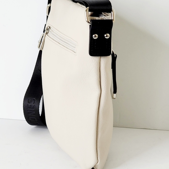 David Jones Women's Leather Cream Messenger Crossbody Bag - Picture 6 of 7